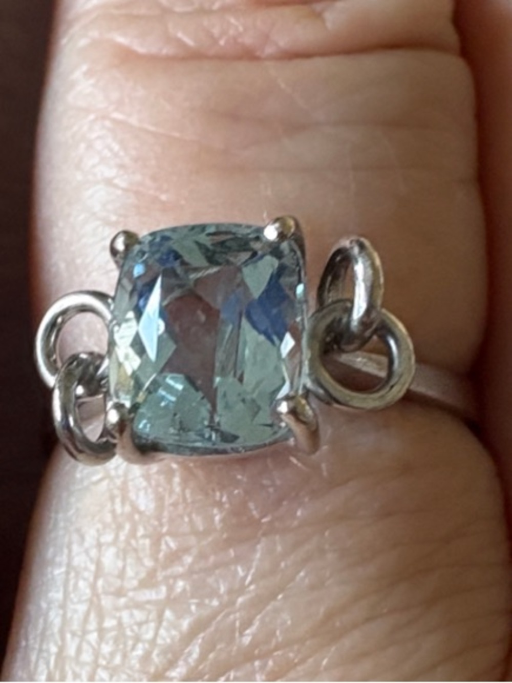 H. Stern Designer 18K White Gold 1.9 ct Cushion Cut Aquamarine Ring Sz 7.5 3.3 g